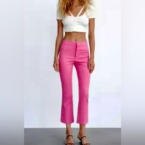 NWT ZARA - Women's Pink Cropped, Flared Pants